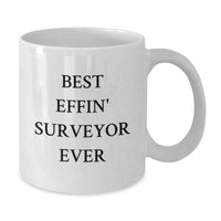 Load image into Gallery viewer, Funny Surveyor Gifts from Men, Best Effin&#39; Surveyor Ever White Coffee Mug for Surveyor, Unique Christmas Unique Gifts - Additional
