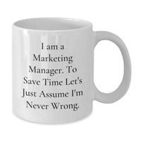 Load image into Gallery viewer, Funny Marketing Manager Gifts for Men, White Coffee Mug, Christmas Unique Presents, Gifts from Friends, Family, and Coworkers to Marketing Manager - Additional
