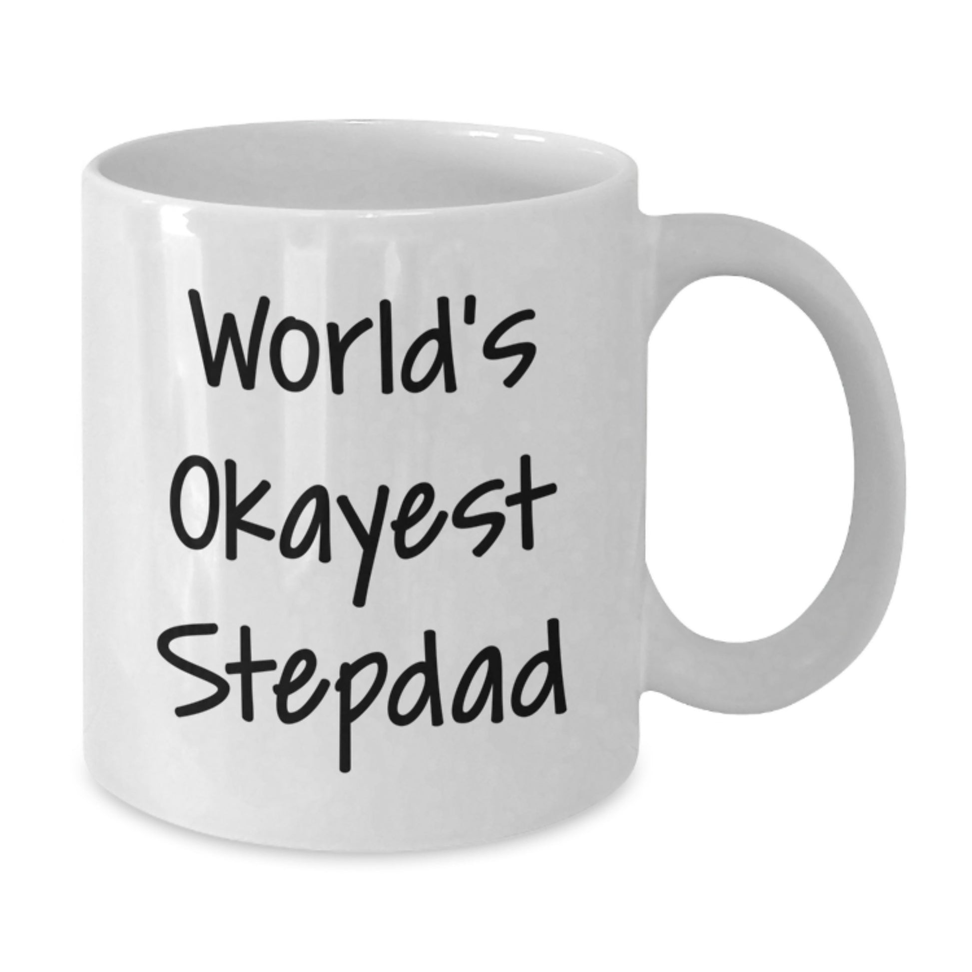 Funny Stepdad Gifts, White Coffee Mugs for Birthday - World's Okayest Stepdad Quote, Gifts from Men to Stepdad - Additional