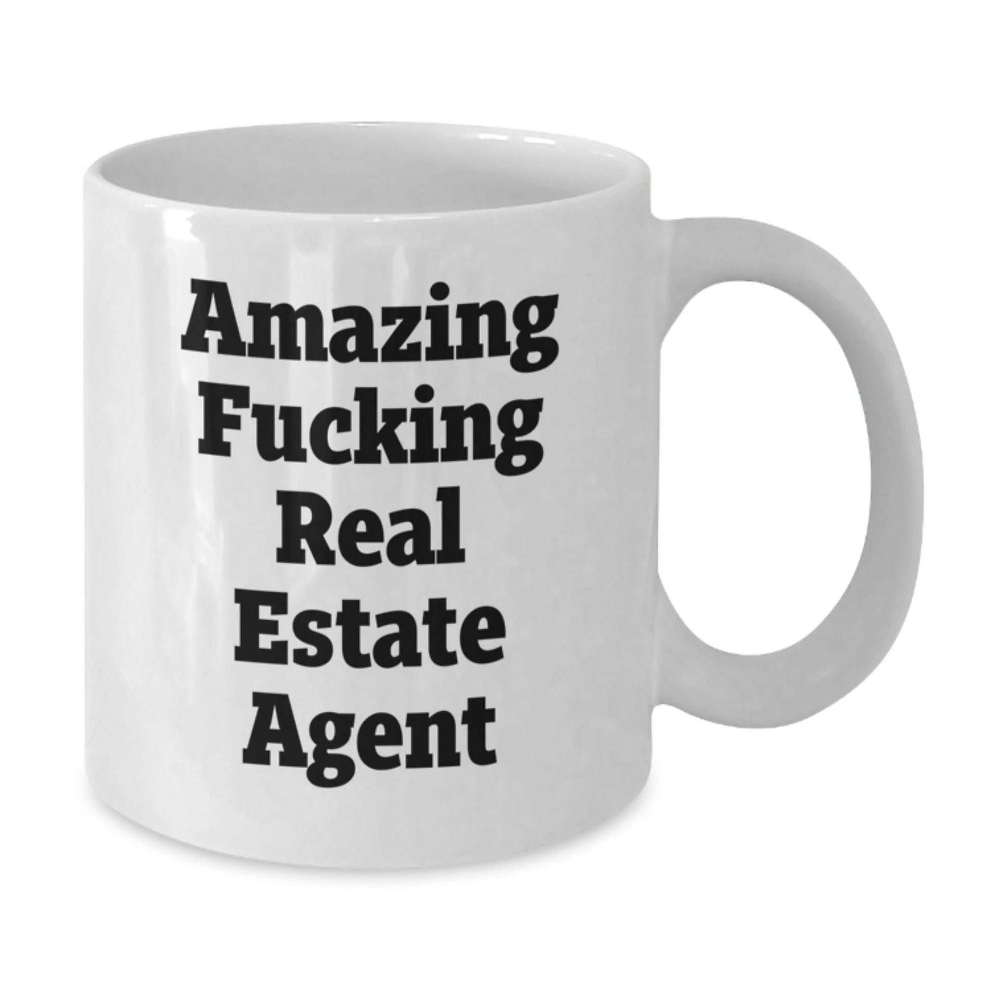 Funny Real Estate Agent Gifts for Men, White Coffee Mug - 'Amazing F--king Real Estate Agent', Birthday Unique Gifts from Friends, Coworkers, Family - Additional