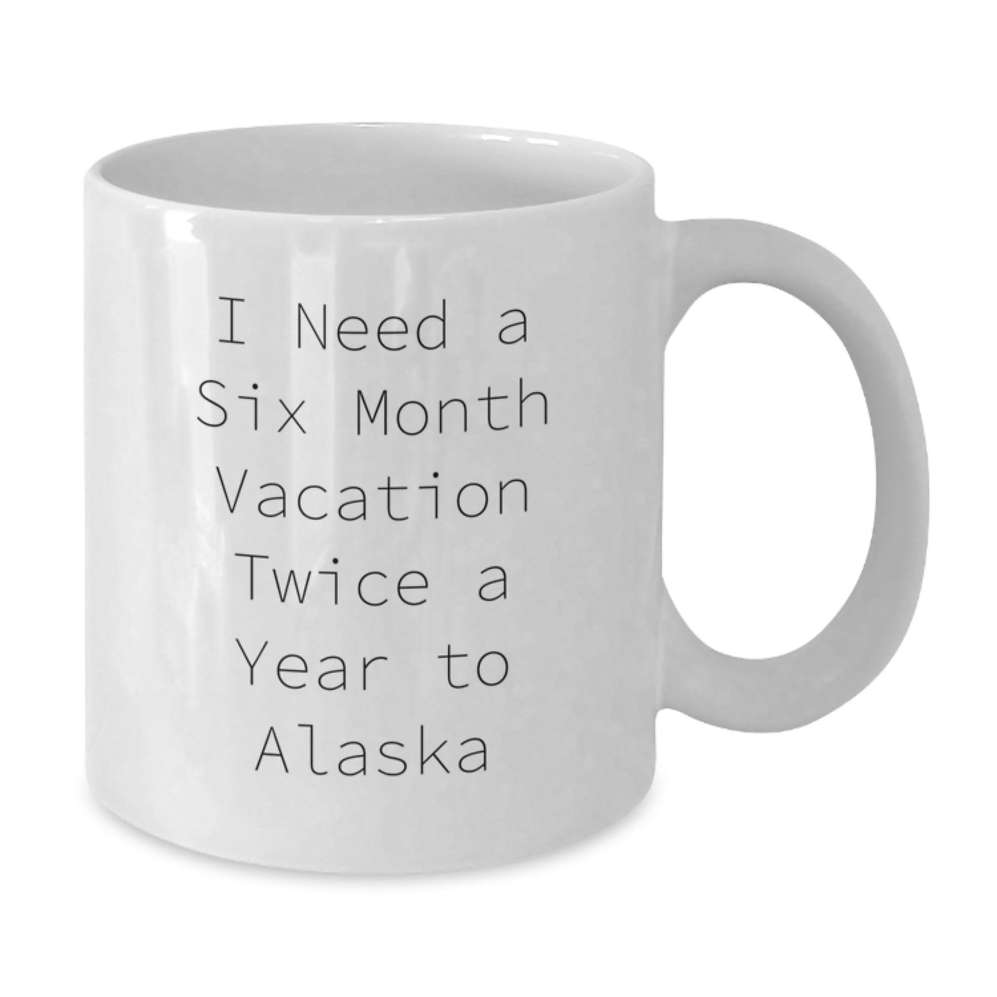 Funny Alaska Gifts for Women, Mother's Day Unique Gifts from Men to Friends, White Coffee Mug with I Need A 'Six Month Vacation Twice A Year To Alaska' Quote - Additional