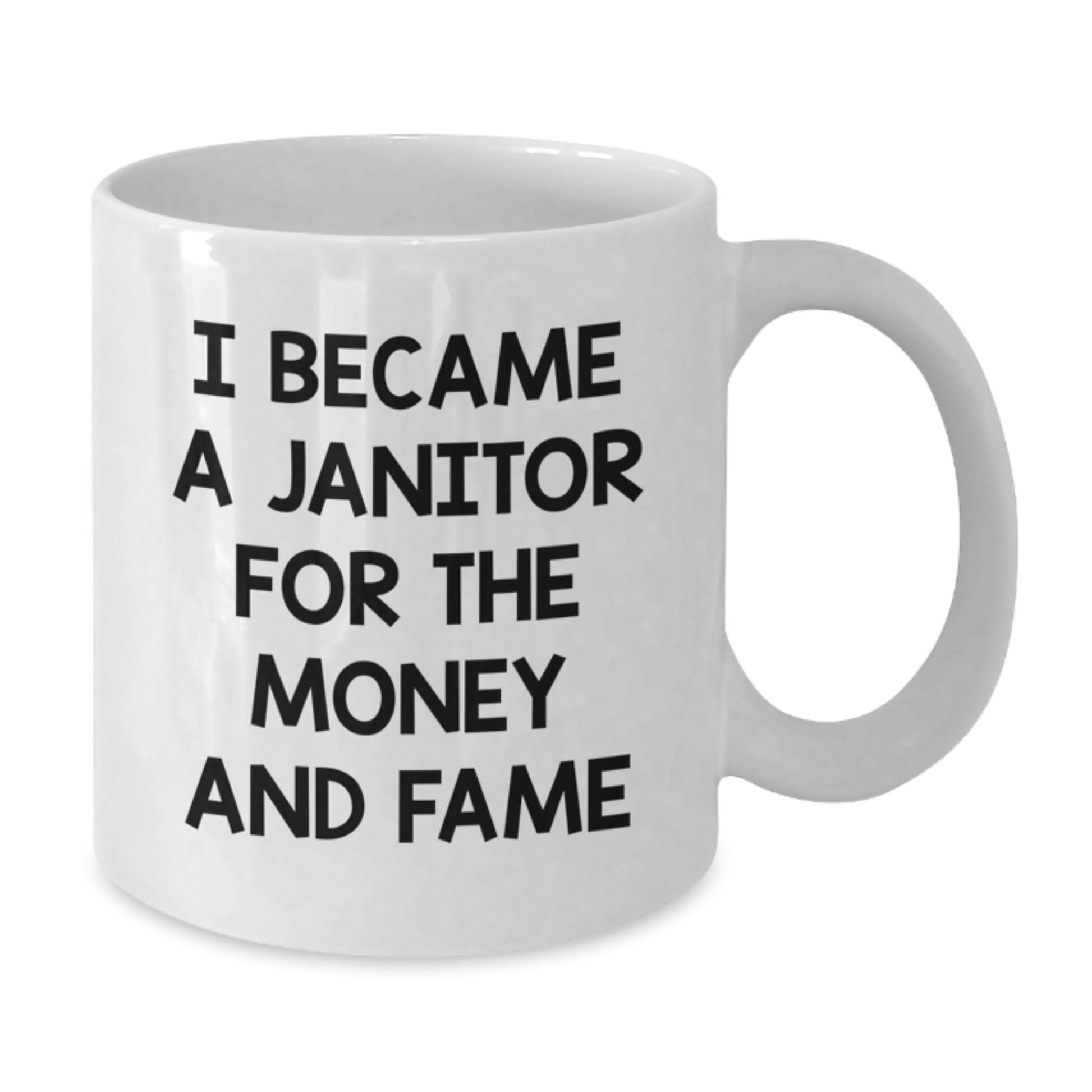 Funny Janitor Gifts for Mom from Men - 'I Became A Janitor For The Money And Fame' White Coffee Mug 11oz/15oz - Additional