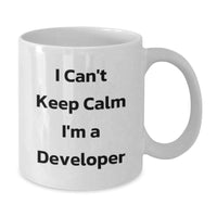 Load image into Gallery viewer, Funny Developer Gifts from Friends, Lover I Can't Keep Calm I'm A Developer White Coffee Mug for Teenage Boys, Valentine's Unique Gifts for Coworkers - Additional
