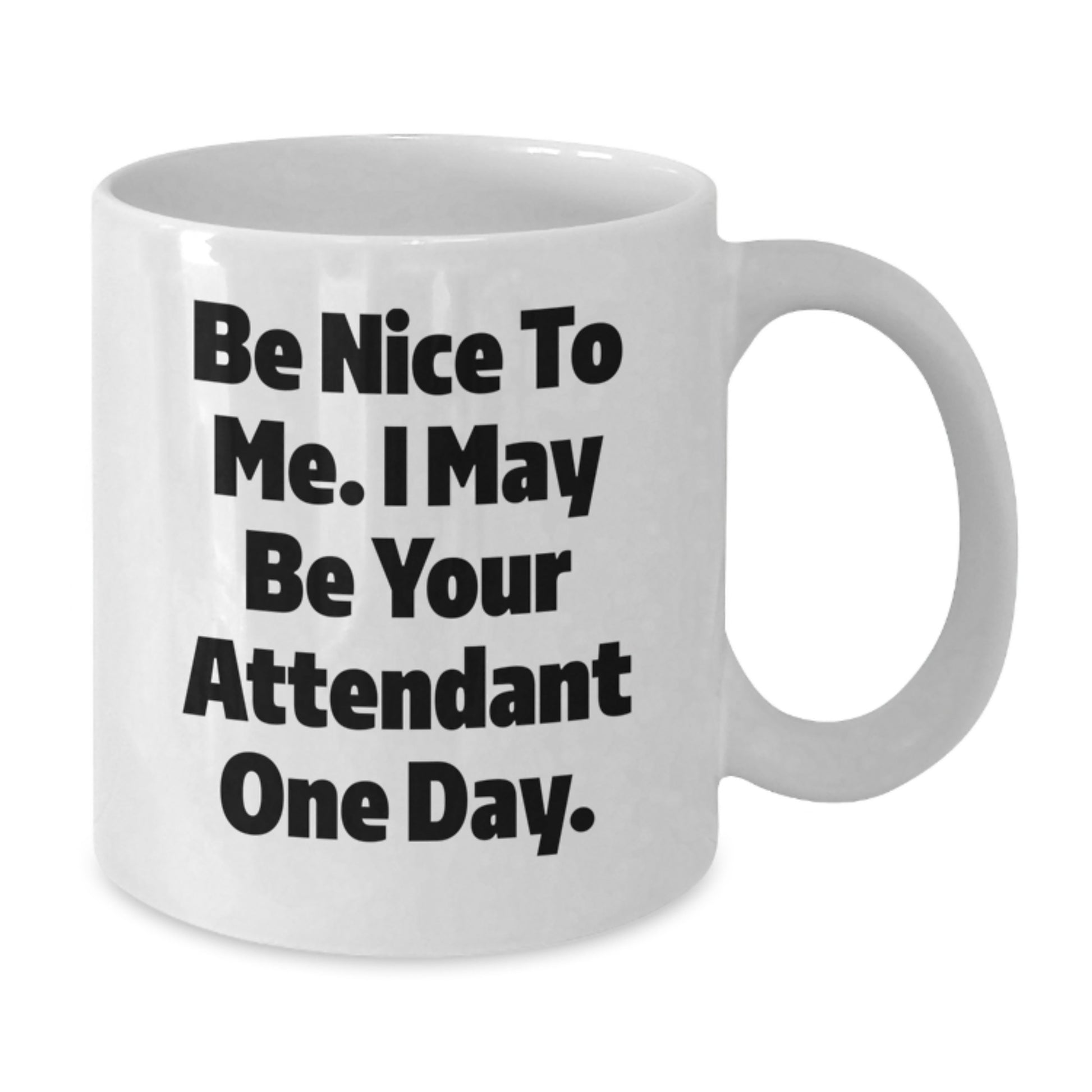 Funny Attendant Gifts from Men, Unique White Coffee Mugs for Attendant, Funny Quote Be Nice To Me I May Be Your Attendant One Day - Additional