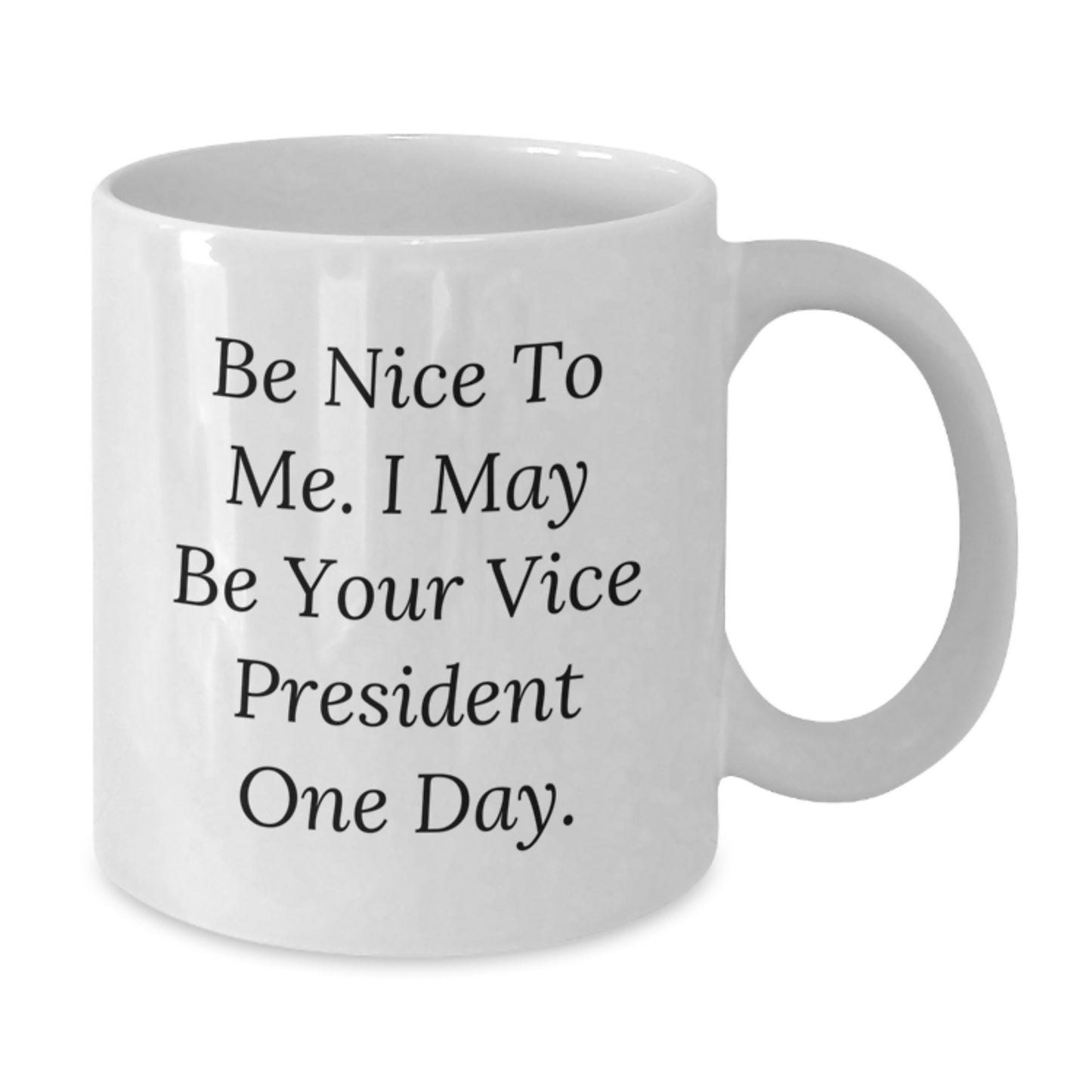 Funny Vice President Gifts from Family and Friends for Men - White Coffee Mug - Be Nice To Me I May Be Your VP One Day - Additional