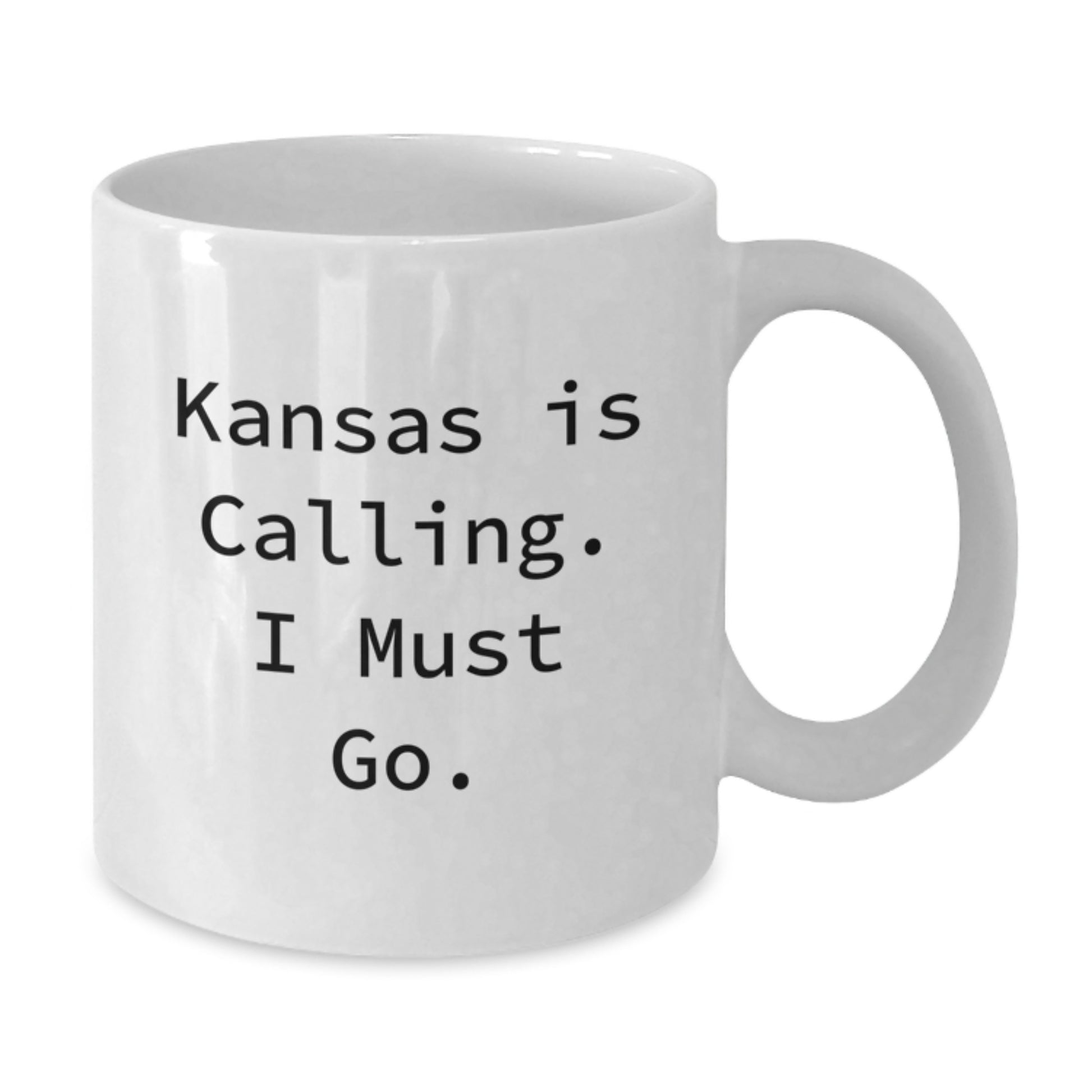 Funny Kansas Gifts for Men from Friends, Kansas White Coffee Mug with Quote 'Kansas Is Calling. I Must Go.' - Ideal Gift for Kansas - Additional