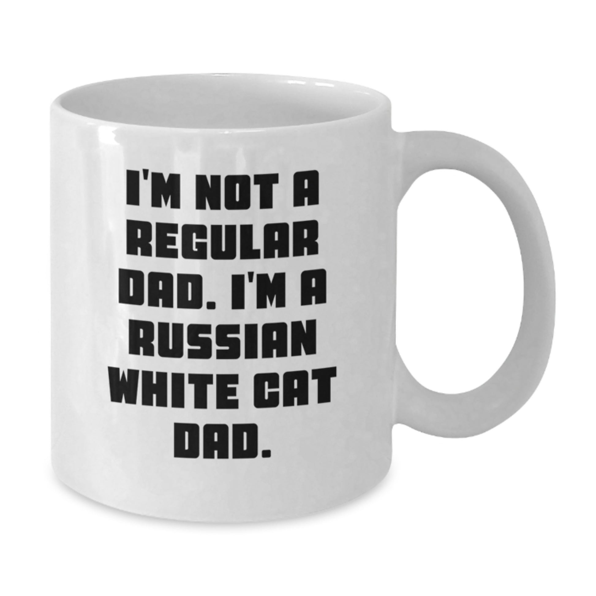 Funny Russian White Cat Dad Gifts from Men to Family Members for Graduation Unique White Coffee Mug - Additional