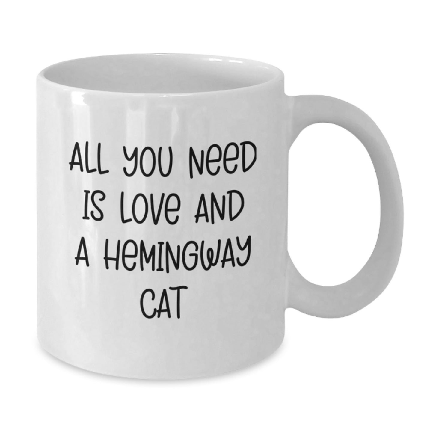 Hemingway Cat Lover Gifts, White Coffee Mug, 'All You Need Is Love And A Hemingway Cat' Funny Quote, Unique Christmas Unique Gifts from Friends to Family - Additional