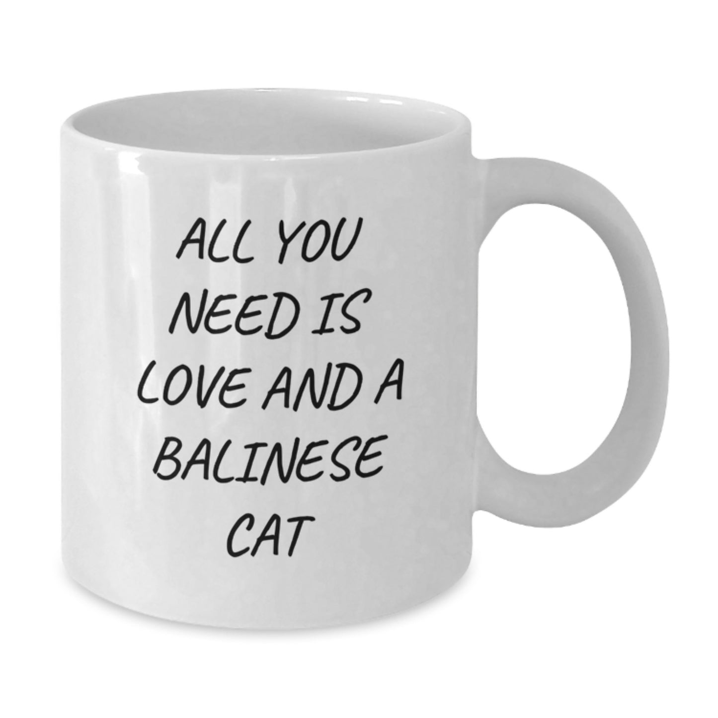 Funny Balinese Cat Gifts for Men Women Friends on Valentine's White Coffee Mug with All You Need Is Love - Additional