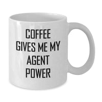 Load image into Gallery viewer, Gifts for Agent Friends, Funny Coffee Lovers, Valentine's Unique Gifts - Coffee Gives Me My Agent Power White Coffee Mug - Additional
