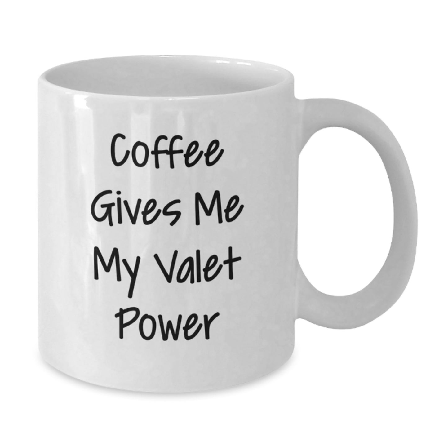 Funny Valet Gifts for Men or Women, White Coffee Mugs with 'Coffee Gives Me My Valet Power', Unique Graduation Gifts from Friends, Family, or Coworkers - Additional