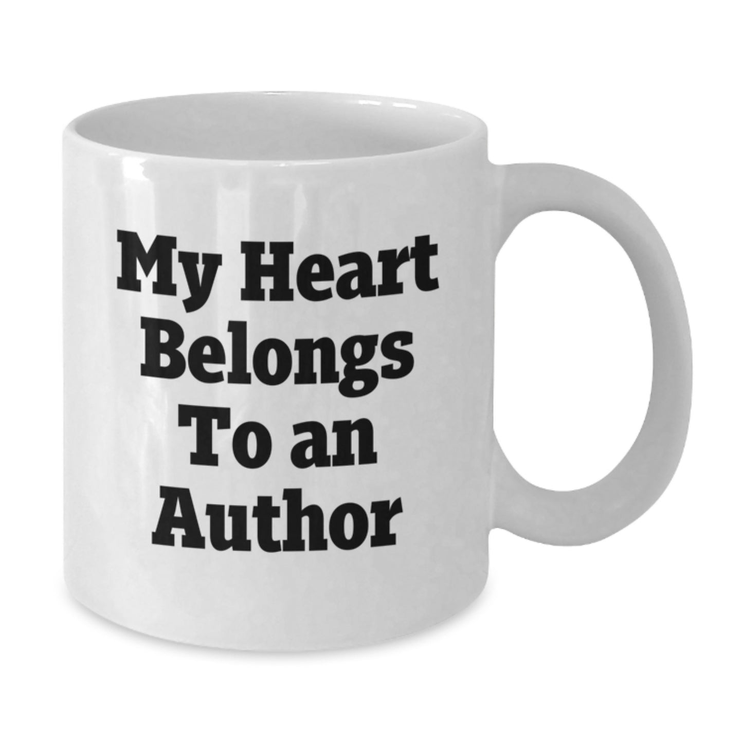 Funny Author Gifts for Men and Women, White Coffee Mug, 'My Heart Belongs To An Author', Ideal Gift for Graduation from Friends, Family or Coworkers - Additional