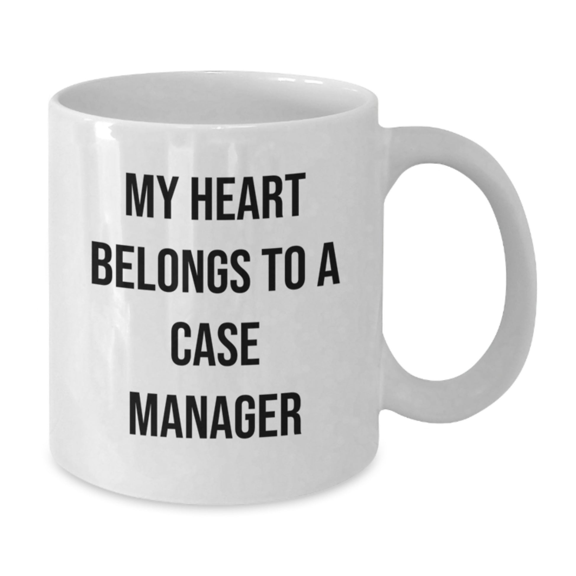 Funny Case Manager Gifts, White Coffee Mugs for Case Manager Graduation, 'My Heart Belongs To A Case Manager' Men Women Coworkers Friends Family - Additional