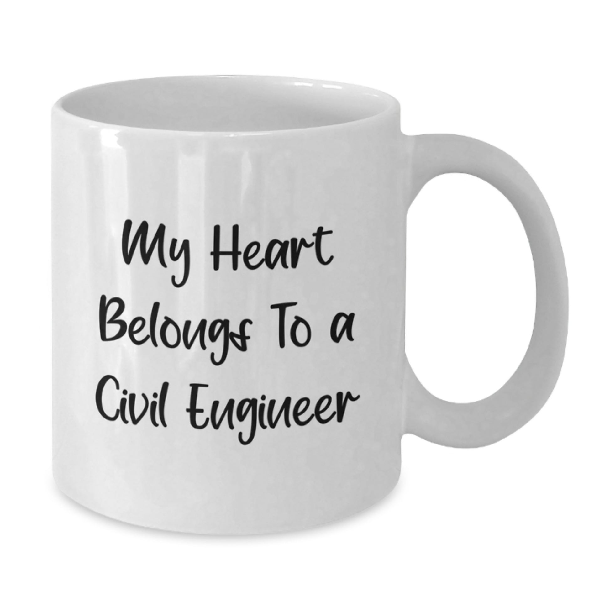 Funny Civil Engineer Gifts, Birthday Unique Mugs for Men, Women, White Coffee Mug with My Heart Belongs To A Civil Engineer Quote, Gifts from Friends, Family, Coworkers, Civil Engineer Lover - Additional