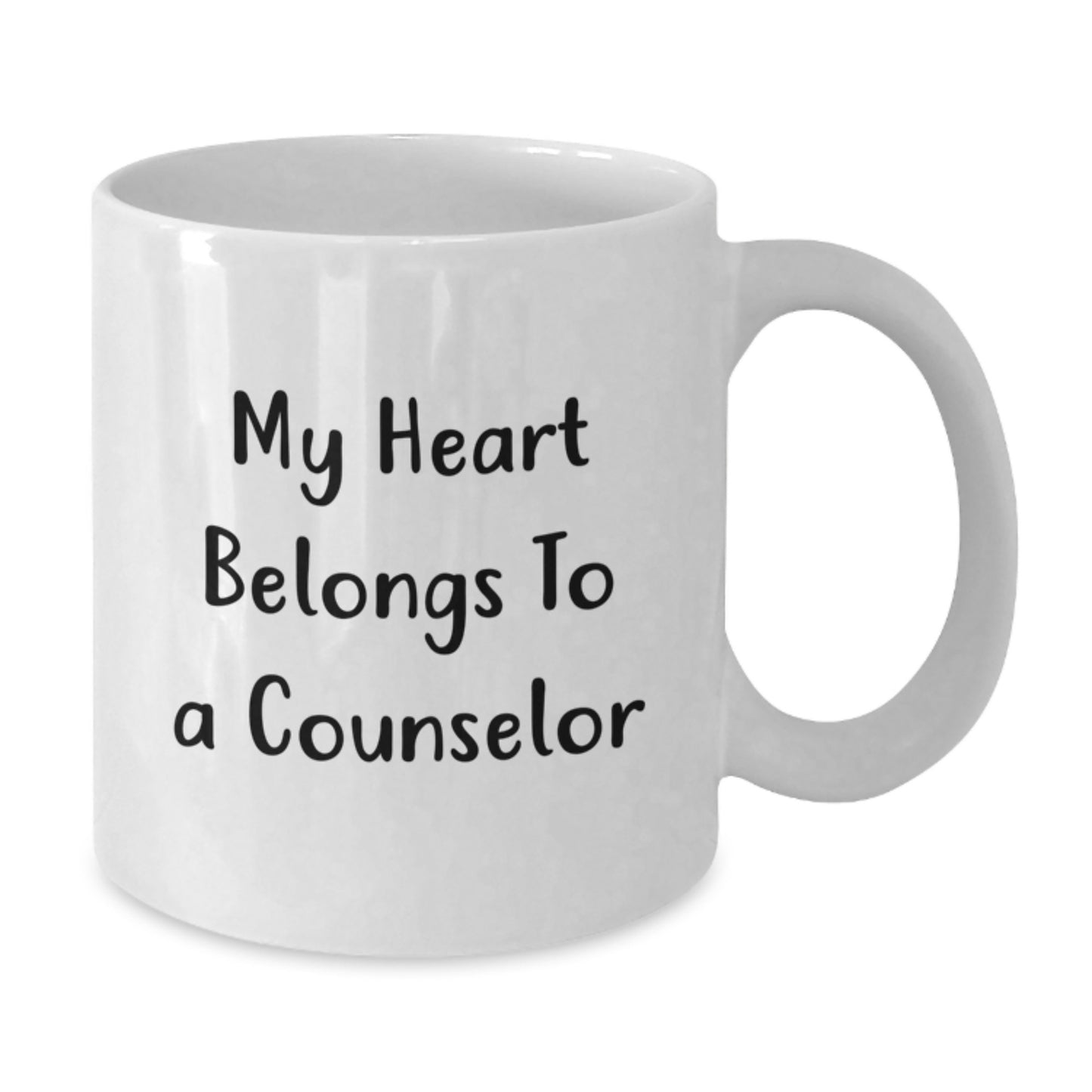 Funny Gift for Counselor, White Coffee Mug - My Heart Belongs To A Counselor, Counselor Appreciation Gifts from Friends, Unique Valentine's Gifts for Him or Her - Additional