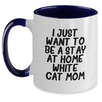 Load image into Gallery viewer, White Cat Mom Gifts from Friends for Graduation Unique White Cat Two Tone Coffee Mugs with Funny Quote - Main
