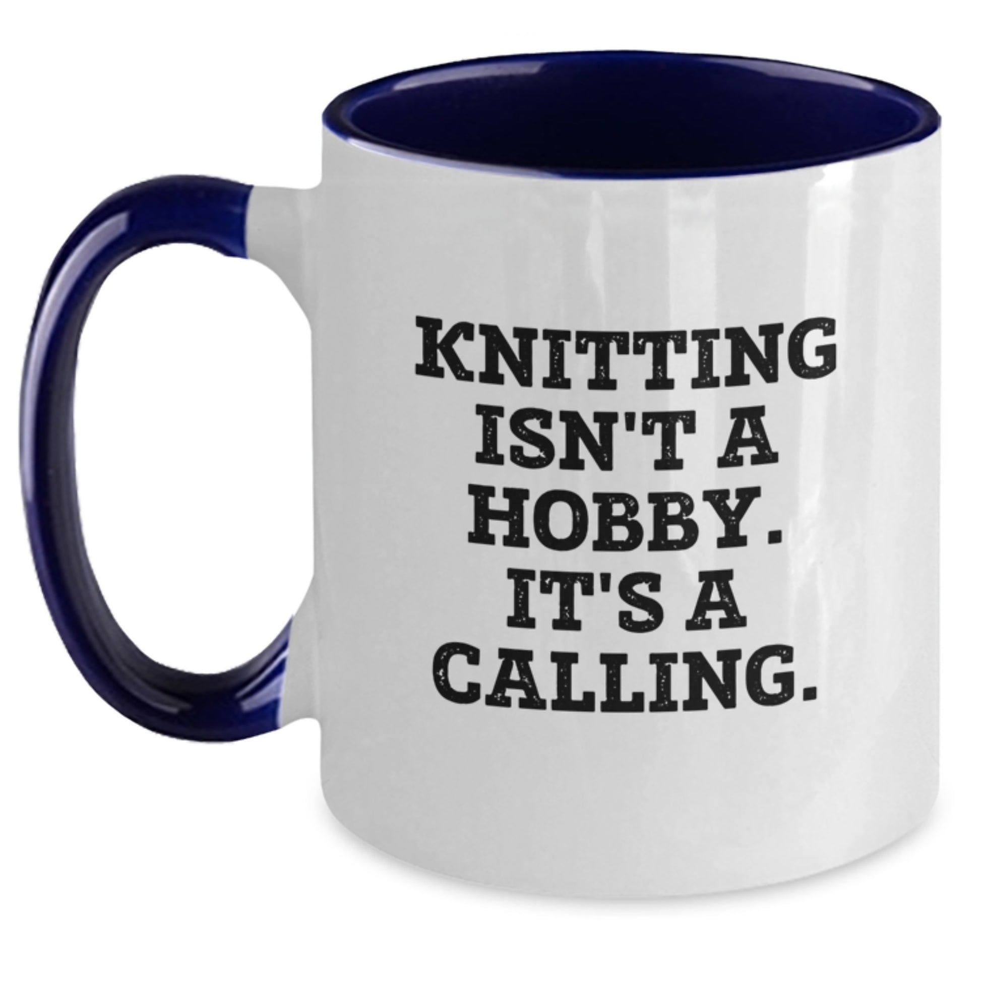 Funny Knitting Gifts for Knitting Enthusiasts - Two Tone Coffee Mug, Black and White, Red and White, Navy and White, or Pink and White, Gifts from Mom, Gifts for Knitting Lover, Birthday Unique Gifts - Main