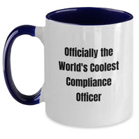 Load image into Gallery viewer, Funny Compliance Officer Gifts from Friends, Officially The World&#39;s Coolest, Two Tone Christmas Unique Coffee Mugs for Compliance Officers, Perfect Present for Men - Main
