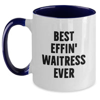 Load image into Gallery viewer, Funny Waitress Gifts from Friends, Unique Christmas Memorable Presents for Waitress, Best Effin&#39; Waitress Ever Two Tone Coffee Mug, Perfect for Coworkers, Family - Main

