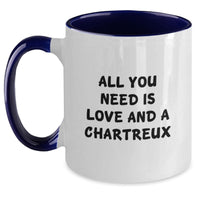 Load image into Gallery viewer, Chartreux Cat Gifts for Men and Women - Funny Quote Two Tone Coffee Mug - Christmas Memorable Presents from Friends and Family - All You Need is Love - Main
