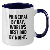 Load image into Gallery viewer, Principal Gifts, Funny Two Tone Coffee Mug, Birthday Unique Gifts from Men for World&#39;s Best Dad By Night. - Additional
