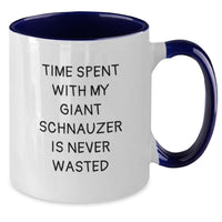 Load image into Gallery viewer, Giant Schnauzer Dog Gifts for Men and Women - Inspirational Time Spent with My Giant Schnauzer Is Never Wasted Two Tone Coffee Mugs - Gifts from Family - Birthday Unique Gifts for Him and Her - Additional
