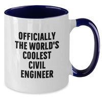 Load image into Gallery viewer, Funny Civil Engineer Gifts from Friends, Unique Two Tone Coffee Mugs for Civil Engineers, Officially The World&#39;s Coolest Civil Engineer Mug for Christmas - Additional
