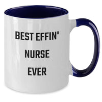 Load image into Gallery viewer, Funny Nurse Gifts from Men to Friends - Best Effin' Nurse Ever Two Tone Coffee Mugs, Christmas Unique Gift for Nurse - Additional
