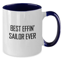 Load image into Gallery viewer, Funny Sailor Gifts from Friends, Best Effin&#39; Sailor Ever Two Tone Coffee Mug for Christmas, Unique Sailor Mugs for Men, Black White, Red White, Navy White, Pink White - Additional
