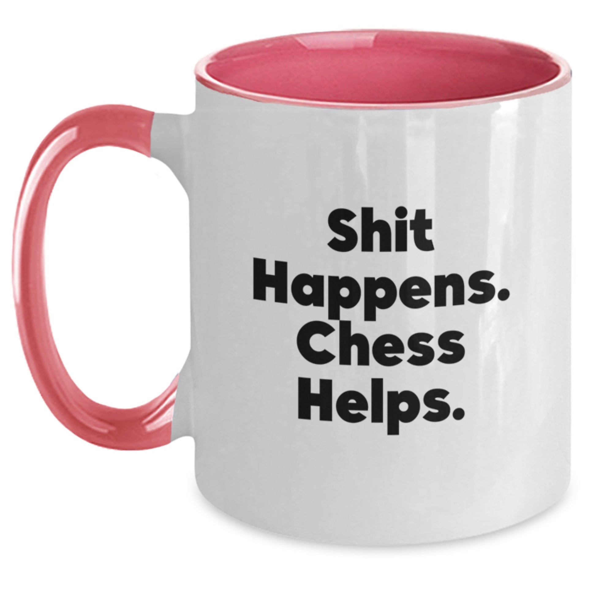 Funny Chess Gifts for Graduation Unique Two Tone Coffee Mugs with 'Shit Happens. Chess Helps.' Quotes from Friends and Family - Main