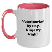 Load image into Gallery viewer, Gifts from Friends and Family - Funny Veterinarian Two Tone Coffee Mug for Valentine's, Veterinarian By Day. Ninja By Night. Mug, Two Tone Ceramic Mug with 11oz Capacity - Main
