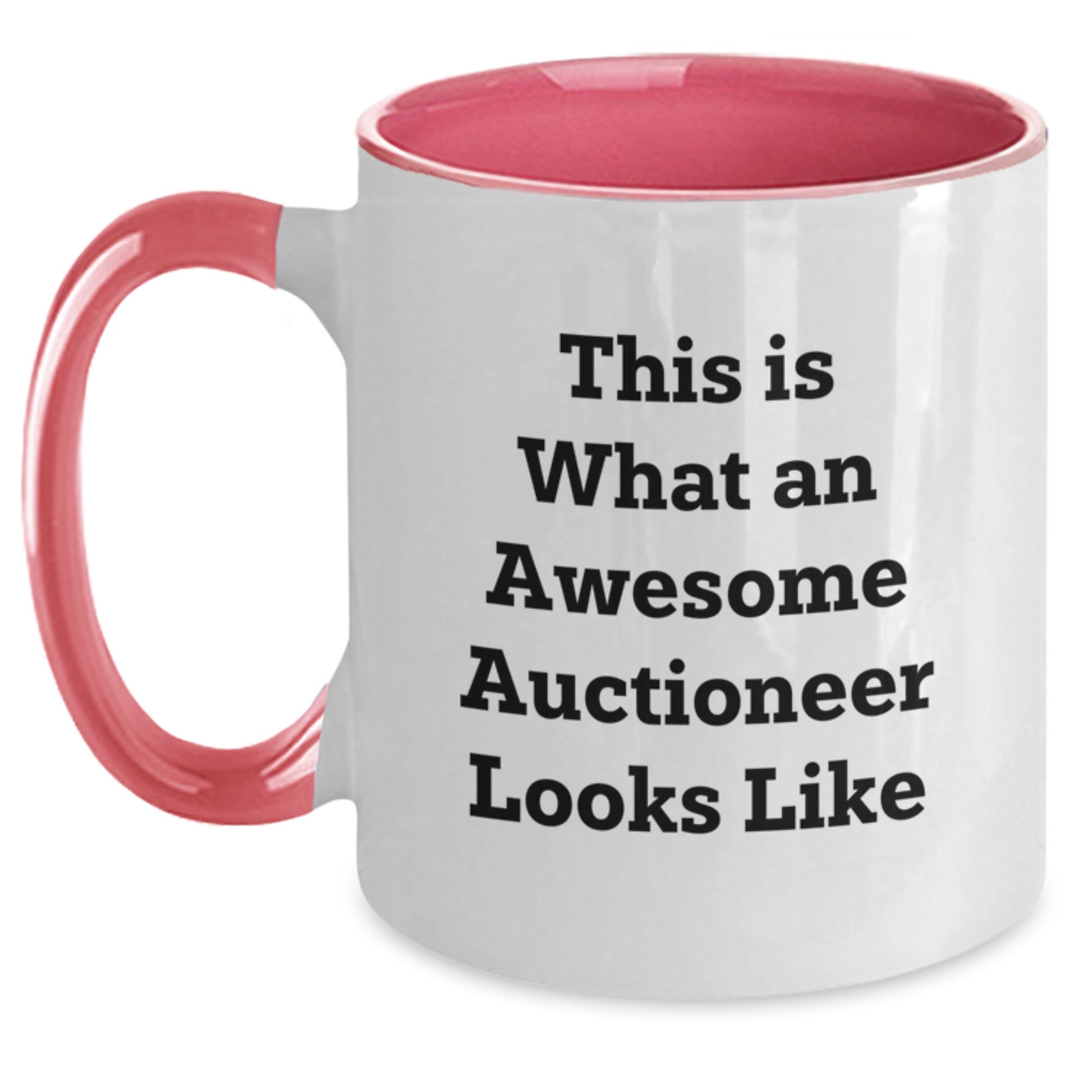 Funny Auctioneer Gifts for Men Birthday Unique Two Tone Coffee Mug - 'This Is What An Awesome Auctioneer Looks Like' from Friends - Main