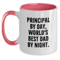 Load image into Gallery viewer, Principal Gifts, Funny Two Tone Coffee Mug, Birthday Unique Gifts from Men for World&#39;s Best Dad By Night. - Main
