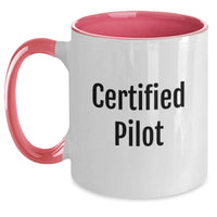 Load image into Gallery viewer, Funny Pilot Gifts from Friends - Certified Pilot Two Tone Coffee Mug, Christmas Unique Gifts for Men, Pilot Themed Mugs for Coffee or Tea, Red and White, 11oz - Main
