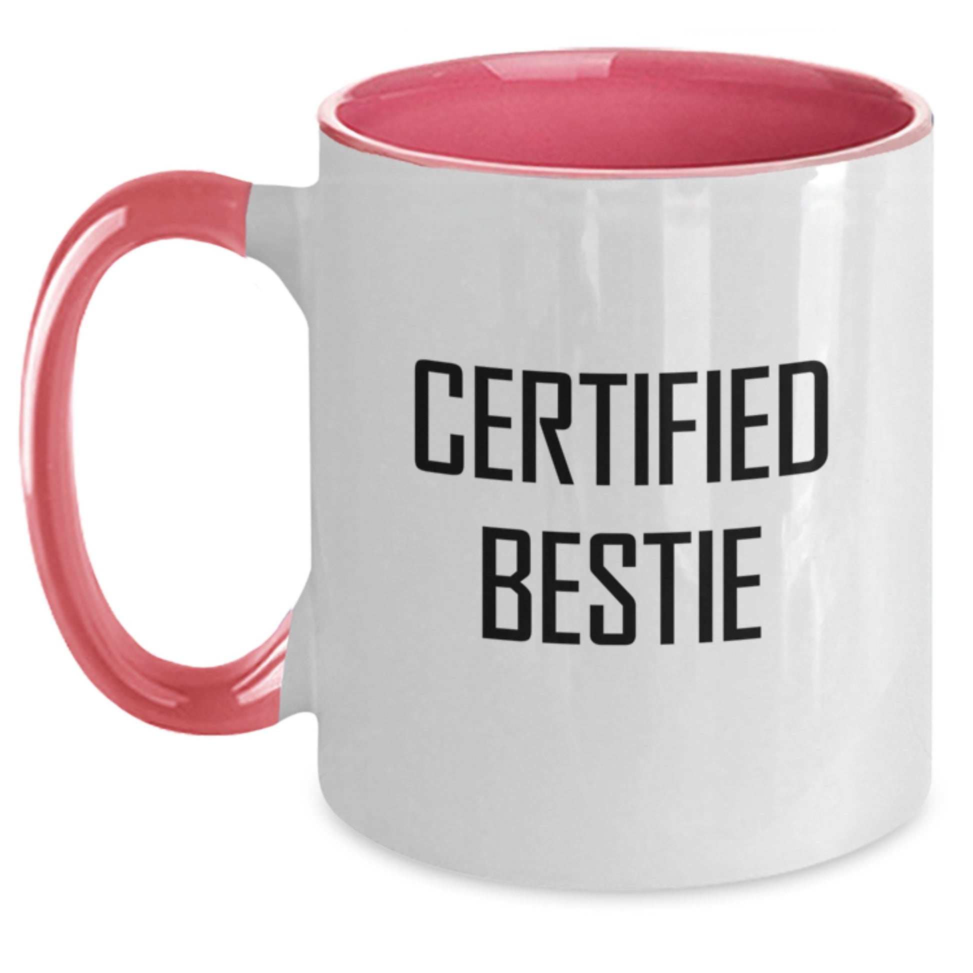 Funny Bestie Gifts from the Heart, Cute Valentine's Unique Two Tone Coffee Mugs for Bestie, Certified Bestie Quote - Main