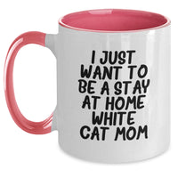 Load image into Gallery viewer, White Cat Mom Gifts from Friends for Graduation Unique White Cat Two Tone Coffee Mugs with Funny Quote - Main
