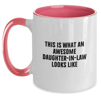 Load image into Gallery viewer, Funny Daughter-in-law Gifts, This Is What An Awesome Daughter-in-law Looks Like, Two Tone Coffee Mug, Graduation Unique Gifts from Family to Daughter-in-law - Main
