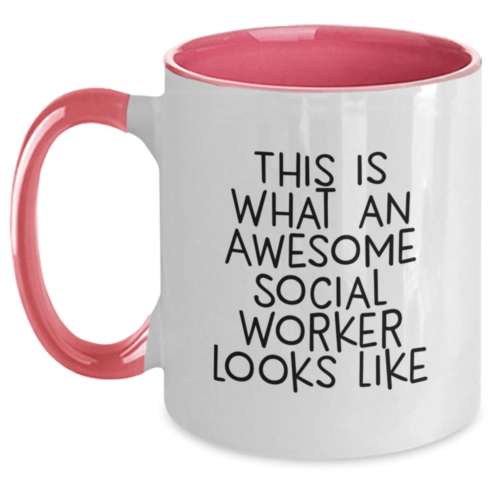 Fun and Inspirational Gifts for Social Worker Men Friends from Wife, Two Tone Coffee Mug, 'This Is What An Awesome Social Worker Looks Like' Quote, Birthday Unique Gifts - Main