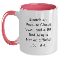 Load image into Gallery viewer, Funny Electrician Gifts from Friends, Unique Graduation Mug for Electrician Men, Two Tone Quote Design Gifts for Him, Electrician Humor Ceramic Mug (Black &amp; White) - Main
