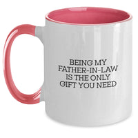 Load image into Gallery viewer, Funny Father-in-law Gifts from Family - Two Tone Coffee Mug - Being My Dad is the Only Gift You Need - Main

