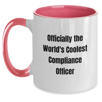 Load image into Gallery viewer, Funny Compliance Officer Gifts from Friends, Officially The World&#39;s Coolest, Two Tone Christmas Unique Coffee Mugs for Compliance Officers, Perfect Present for Men - Main
