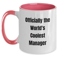 Load image into Gallery viewer, Funny Gifts from Friends to Manager - 'Officially The World's Coolest Manager' Two Tone Coffee Mug for Men or Women, Christmas Unique Ideas - Main
