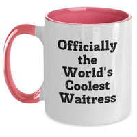 Load image into Gallery viewer, Funny Gifts from Friends - World&#39;s Coolest Waitress Quote Two Tone Coffee Mugs, Unique Christmas Memorable Presents for Waitresses, Ceramic Mugs, 11oz Capacity - Main
