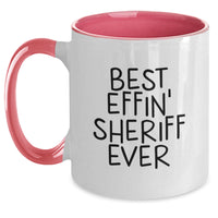 Load image into Gallery viewer, Funny Sheriff Gifts for Men, Best Effin&#39; Sheriff Ever Two Tone Coffee Mug, Christmas Unique Gifts from Friends, Family, Coworkers - Main
