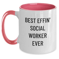 Load image into Gallery viewer, Funny Best Effin' Social Worker Ever Gifts from Family, Unique Christmas Unique Gifts for Social Workers, Two Tone Coffee Mug - Main
