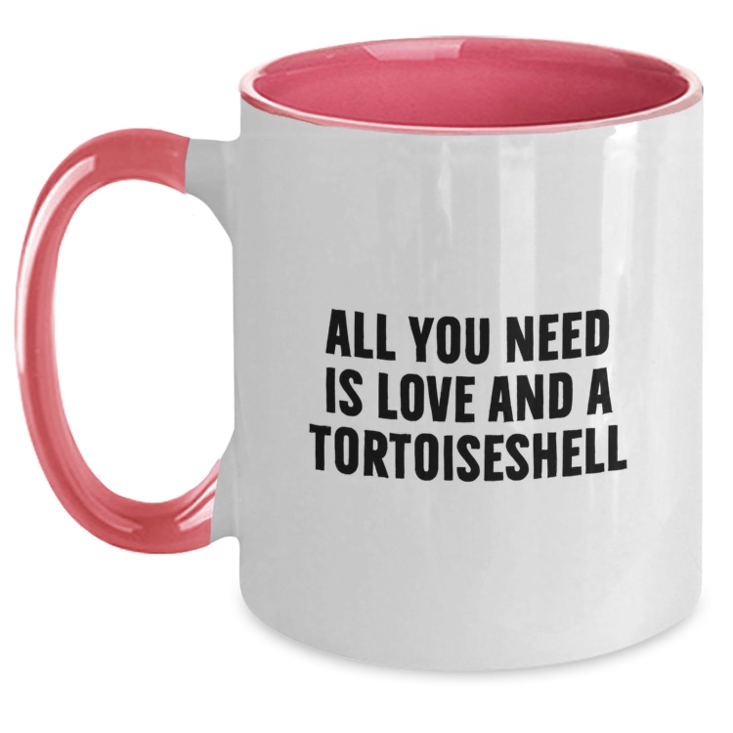 Funny Tortoiseshell Cat Gifts for Her, Graduation Unique Gifts from Mom to Daughter, Two Tone Coffee Mug with All You Need Is Love And A Tortoisell - Black and White - Main