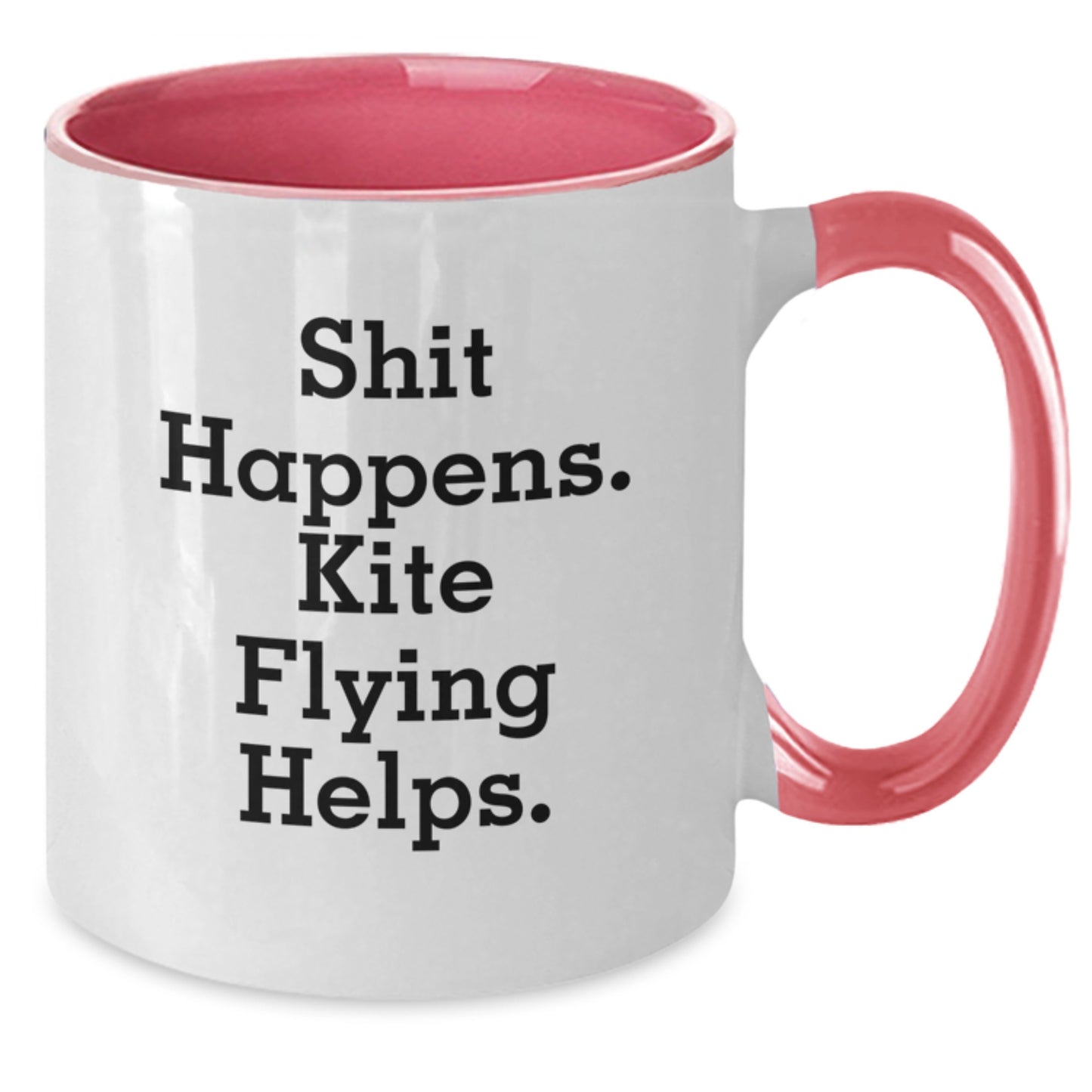 Funny Kite Flying Gifts for Men, Women, Friends, Coworkers, Family - Two Tone Coffee Mug, 'Shit Happens. Kite Flying Helps.', Unique Graduation Gifts from Friends - Additional