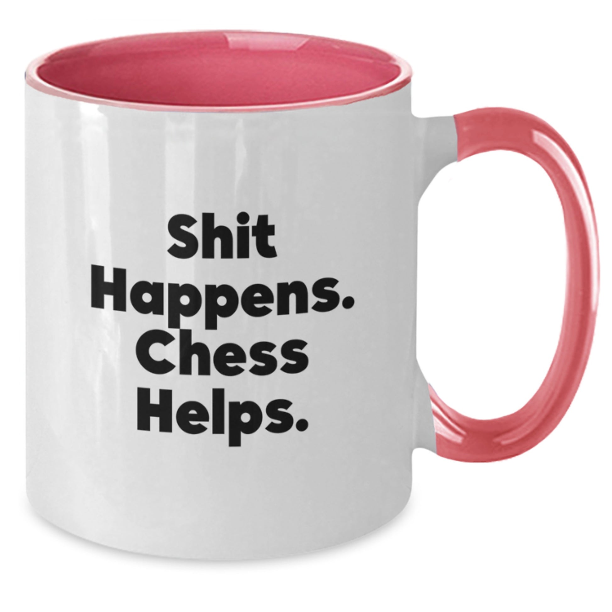 Funny Chess Gifts for Graduation Unique Two Tone Coffee Mugs with 'Shit Happens. Chess Helps.' Quotes from Friends and Family - Additional