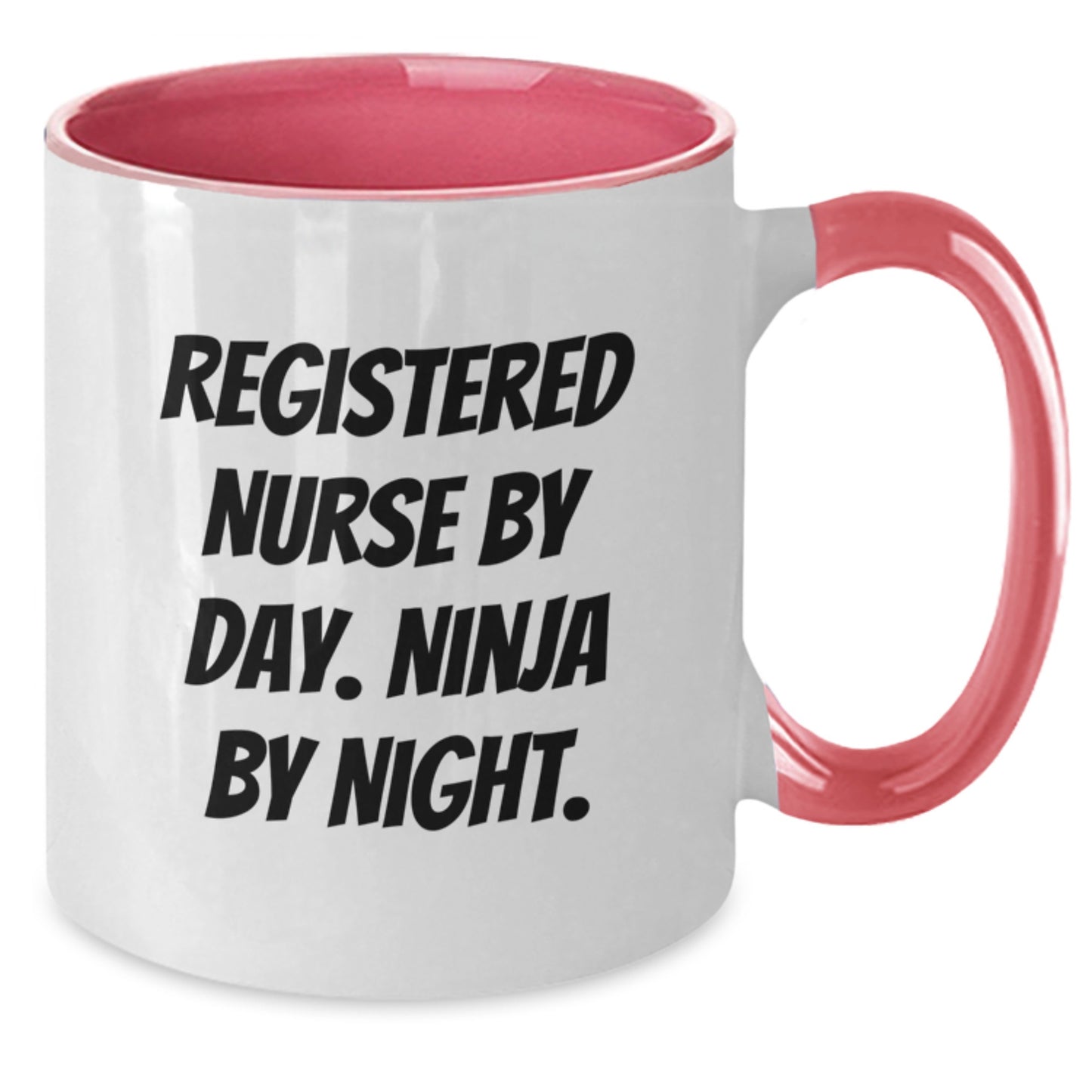 Funny Registered Nurse Gifts from Friends for Birthday Unique Two Tone Coffee Mugs with Quote Registered Nurse By Day. Ninja By Night. - Additional