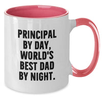 Load image into Gallery viewer, Principal Gifts, Funny Two Tone Coffee Mug, Birthday Unique Gifts from Men for World&#39;s Best Dad By Night. - Additional
